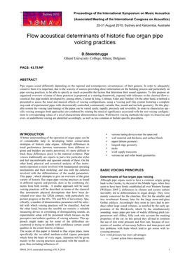 Flow Acoustical Determinants of Historic Flue Organ Pipe Voicing Practices