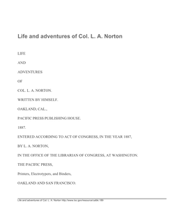 Life and Adventures of Col. L. A. Norton