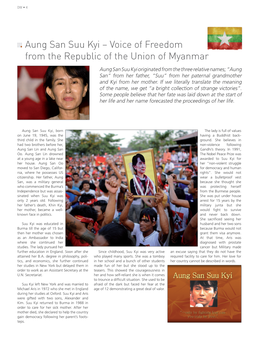 Aung San Suu Kyi – Voice of Freedom from the Republic of the Union of Myanmar