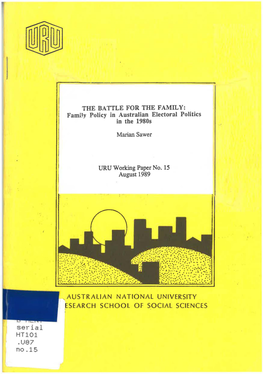 Famby Policy in Australian Electoral Politics in the 1980S Marian