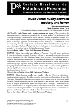 Nude Venus: Nudity Between Modesty and Horror