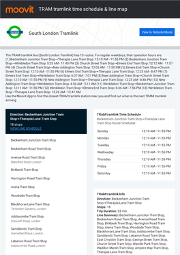 TRAM Tramlink Time Schedule & Line Route