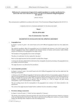 Publication of a Communication of Approval of a Standard Amendment