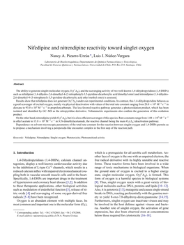 Nifedipine and Nitrendipine Reactivity Toward Singlet Oxygen Nancy A