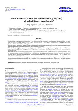 Accurate Rest-Frequencies of Ketenimine (CH2CNH) at Submillimetre Wavelength