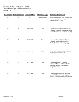 White House Special Files Box 18 Folder 13