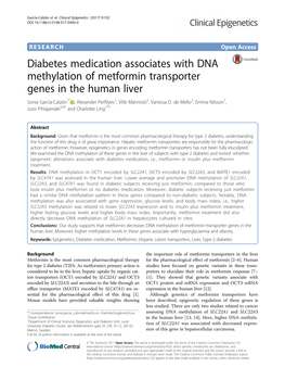 Diabetes Medication Associates with DNA Methylation of Metformin Transporter Genes in the Human Liver