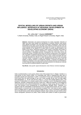 Spatial Modelling of Urban Growth and Urban Influence: Approach of Regional Development in Developing Economy (India)