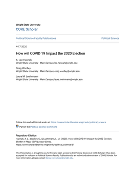 How Will COVID 19 Impact the 2020 Election