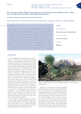 The Relocation of the Village of Arkwasiye in the Simien Mountain National Park in Ethio- Pia: an Intervention Towards Sustainable Development?