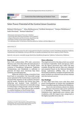 Solar Power Potential of the Central Asian Countries.Pdf