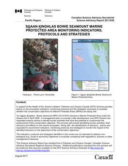 Sgaan Kinghlas Bowie Seamount Marine Protected Area Monitoring Indicators, Protocols and Strategies