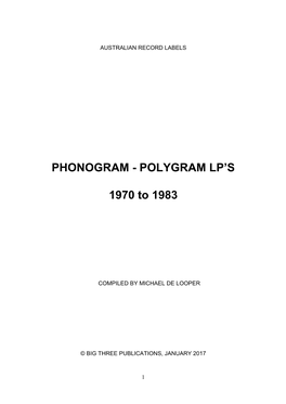 Phonogram Polygram LP's 1970-1983