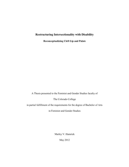 Restructuring Intersectionality with Disability: Reconceptualizing Cleft