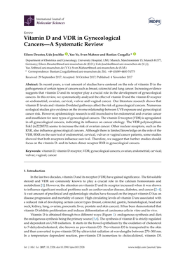 Vitamin D and VDR in Gynecological Cancers—A Systematic Review