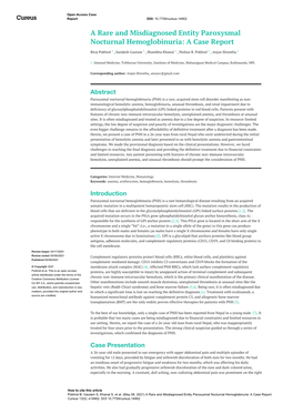 A Rare and Misdiagnosed Entity Paroxysmal Nocturnal Hemoglobinuria: a Case Report