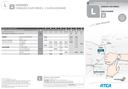 HORAIRES CONQUES SUR ORBIEL > CARCASSONNE