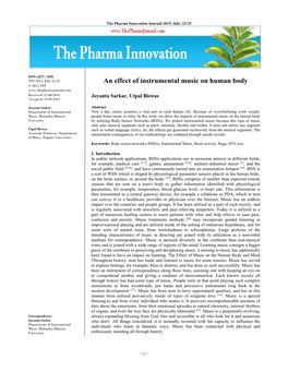 An Effect of Instrumental Music on Human Body © 2015 TPI Received: 12-08-2015 Joyanta Sarkar, Utpal Biswas Accepted: 13-09-2015