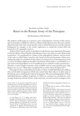 Batavi in the Roman Army of the Principate