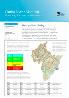 Clutha River / Mata-Au Monitoring Summary July 2008 - June 2009