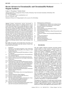 And Chromium(III)-Mediated Organic Synthesis Ludger A