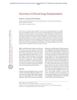 Overview of Clinical Lung Transplantation