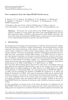 New Exoplanets from the Superwasp-North Survey