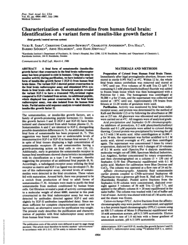 Characterization of Somatomedins from Human Fetal Brain