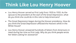 Think Like Lou Henry Hoover