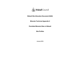 (SAD) Minerals Technical Appendix 2 Permitted Minerals Sites in Walsall