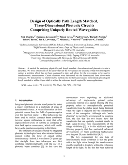 Design of Optically Path Length Matched, Three-Dimensional Photonic Circuits Comprising Uniquely Routed Waveguides