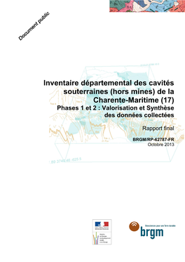 Charente-Maritime (17) Phases 1 Et 2 : Valorisation Et Synthèse Des Données Collectées