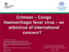 Crimean – Congo Haemorrhagic Fever Virus – an Arbovirus of International Concern?