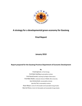 Developmental Green Economy Strategy for Gauteng