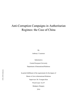 Anti-Corruption Campaigns in Authoritarian Regimes: the Case of China