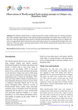 Observations of Woolly-Necked Stork Nesting Attempts in Udaipur City, Rajasthan, India