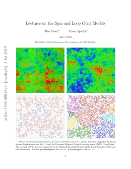 Lectures on the Spin and Loop O(N) Models Arxiv:1708.00058V3 [Math