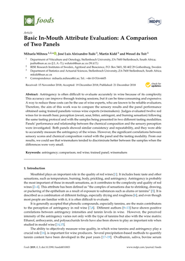 Basic In-Mouth Attribute Evaluation: a Comparison of Two Panels