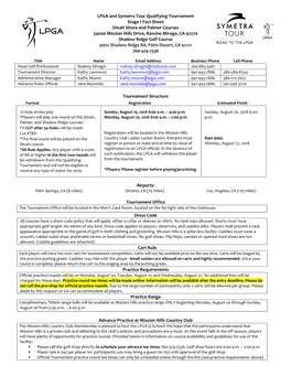 LPGA and Symetra Tour Qualifying Tournament Stage I Fact Sheet