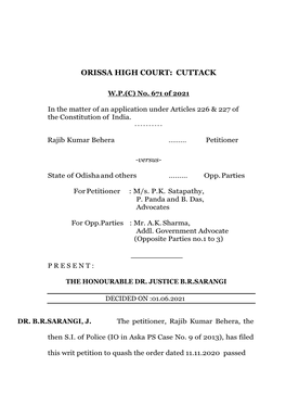 Orissa High Court: Cuttack