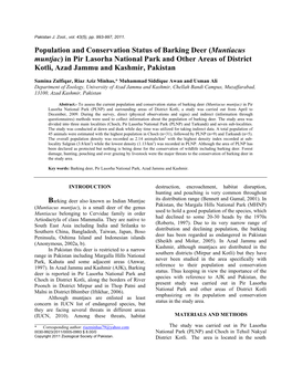 Population and Conservation Status of Barking Deer (Muntiacus Muntjac)