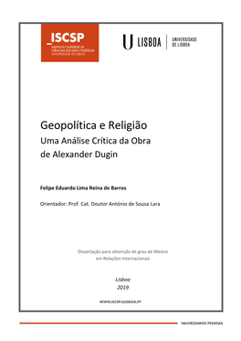 Geopolítica E Religião: Um Problema De Método