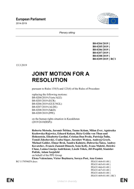 En En Joint Motion for a Resolution