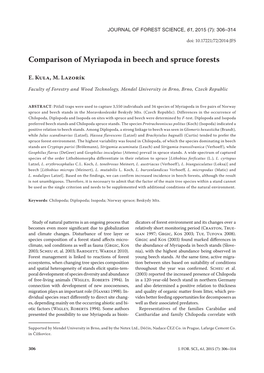 Comparison of Myriapoda in Beech and Spruce Forests