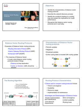 Objectives Distance Vector Routing Protocols Characteristics Of