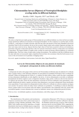 (Diptera) of Neotropical Floodplain: Overlap Niche in Different Habitats