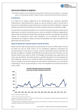 Historia De La Inflación En Argentina Introducción Desde La Década Del Cuarenta Hasta La Muerte De Perón