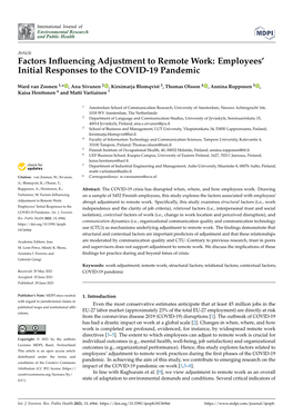 Factors Influencing Adjustment to Remote Work: Employees' Initial Responses to the COVID-19 Pandemic