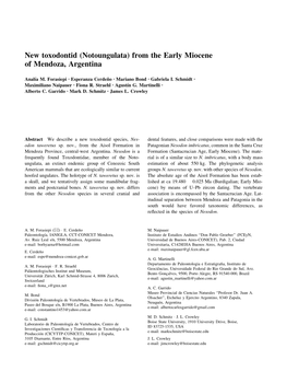 New Toxodontid (Notoungulata) from the Early Miocene of Mendoza, Argentina