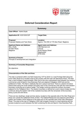 Deferred Consideration Report